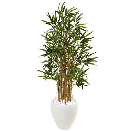 DARE2DECOR 4 ft. Bamboo Tree in White Oval Planter DA416612